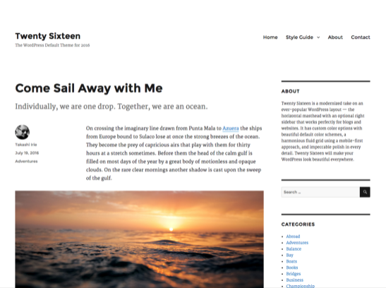 twentysixteen thema wordpress