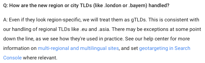 Quote Google over lokale nieuwe domeinextensies